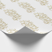 Gold Happy Birthday Wrapping Paper Cadeaupapier (Hoek)