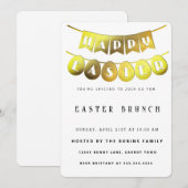 Gold Happy Easter-uitnodiging Kaart (Voorkant / Achterkant)