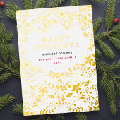 Gold Happy Holiday Florals Folie Holiday Kaart