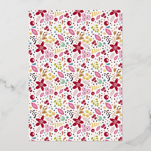 Gold Happy Holiday Florals Folie Holiday Kaart (Achterkant)