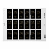 Gold Happy Holidays Black Return Address Etiket (Full Sheet)