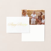 Gold Happy Holidays Christmas photo folded Folie Kaarten (Display)