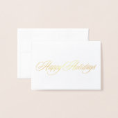 Gold Happy Holidays Christmas photo folded Folie Kaarten (Voorkant met envelop)
