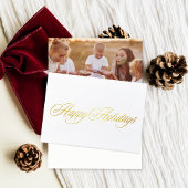 Gold Happy Holidays Christmas photo folded Folie Kaarten