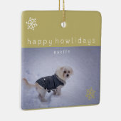 Gold Happy Howlidays Voeg je foto-tekentafel toe Keramisch Ornament (Rechts)