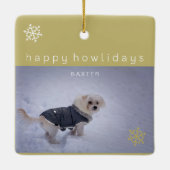 Gold Happy Howlidays Voeg je foto-tekentafel toe Keramisch Ornament (Achterkant)