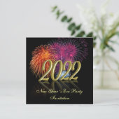 Gold Happy New Year 2022 Fireworks Kaart (Staand voorkant)
