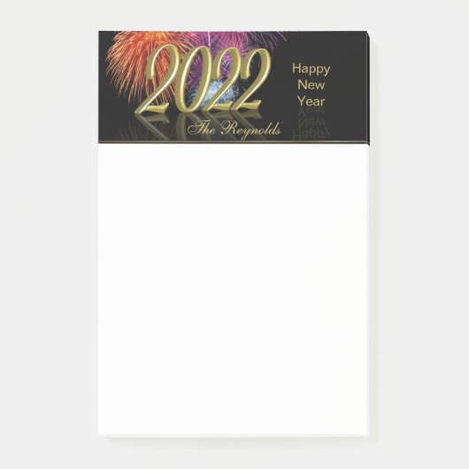 Gold Happy New Year 2022 Fireworks Post-it® Notes (Voorkant)