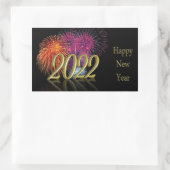 Gold Happy New Year 2022 Fireworks Rechthoekige Sticker (Tas)