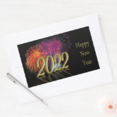 Gold Happy New Year 2022 Fireworks Rechthoekige Sticker (Envelop)