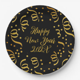 Gold Happy New Year Custom Wording Confetti Papieren Bordje
