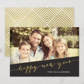 Gold Happy New Year Holiday Foto Feestdagenkaart (Voorkant / Achterkant)