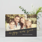Gold Happy New Year Holiday Foto Feestdagenkaart (Staand voorkant)
