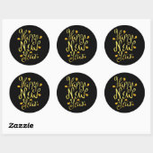 Gold Happy New Year-sticker Ronde Sticker (Vel)