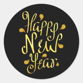 Gold Happy New Year-sticker Ronde Sticker