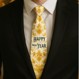 Gold Happy New Year Stropdas