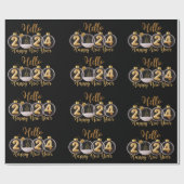 Gold Happy Nieuwjaar Cadeaupapier (Vlak)