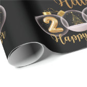 Gold Happy Nieuwjaar Cadeaupapier (Rol Hoek)