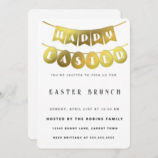 Gold Happy Pasen Kaart (Voorkant / Achterkant)