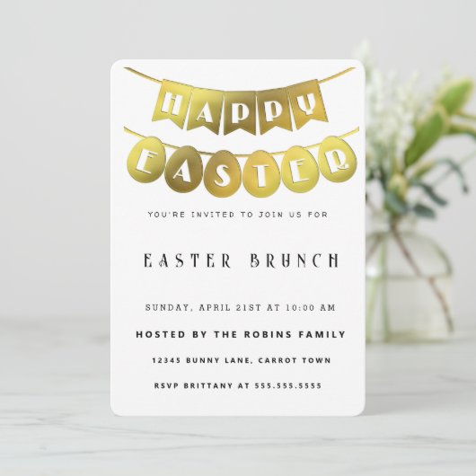 Gold Happy Pasen Kaart (Staand voorkant)