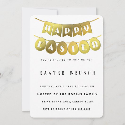 Gold Happy Pasen Kaart (Voorkant)