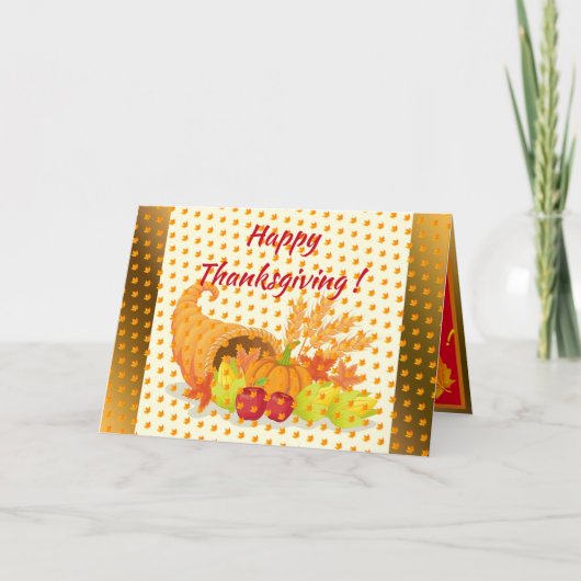 Gold Happy Thanksgiving-Herfst Feestdagen Kaart (Voorkant)