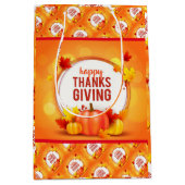 Gold Happy Thanksgiving Herfst Gift Medium Cadeauzakje (Voorkant)