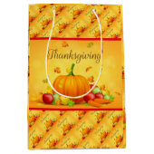 Gold Happy Thanksgiving Herfst Gift Medium Cadeauzakje (Voorkant)