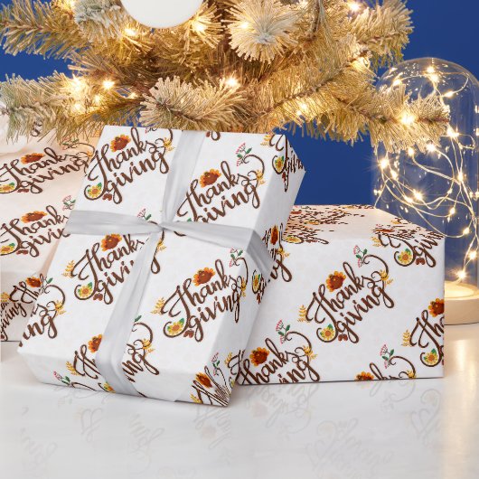 Gold Happy Thanksgiving Pumpkin Cadeaupapier (Feestdagen)