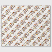 Gold Happy Thanksgiving Pumpkin Cadeaupapier (Vlak)