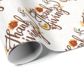 Gold Happy Thanksgiving Pumpkin Cadeaupapier (Rol Hoek)