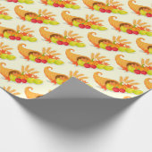 Gold Happy Thanksgiving Pumpkin Cadeaupapier (Hoek)