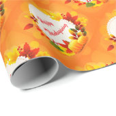 Gold Happy Thanksgiving Pumpkin Cadeaupapier (Rol Hoek)
