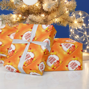 Gold Happy Thanksgiving Pumpkin Cadeaupapier
