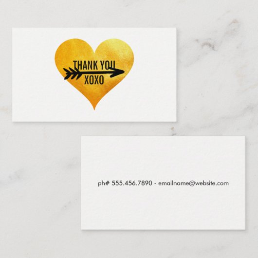 Gold hart / Pijl / Dank u Visitekaartje (Voorkant / Achterkant)