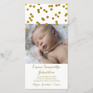 Gold Hartelijk dank, Baby shower-fotokaarten Bedankkaart