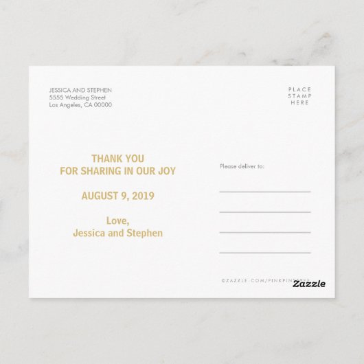 Gold Hartelijk dank voor uw Briefkaart op aangepas (Achterkant)