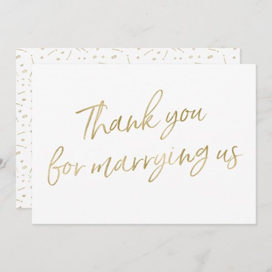 Gold "Hartelijk dank voor uw huwelijk" Bedankkaart (Voorkant / Achterkant)
