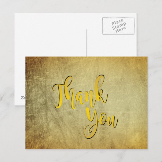 Gold Hartelijk dank voor uw huwelijk Briefkaart (Voorkant / Achterkant)