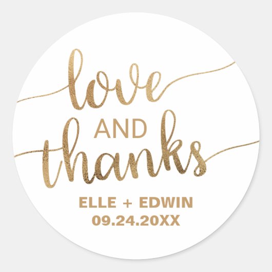 Gold Hartelijk dank voor uw huwelijk Ronde Sticker (Voorkant)