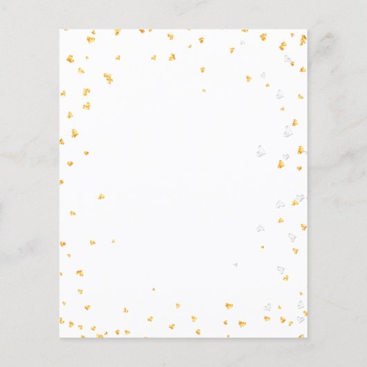Gold harten, uitnodiging voor een witte bruiloft flyer (Achterkant)
