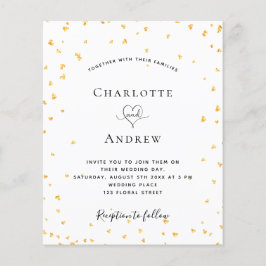 Gold harten, uitnodiging voor een witte bruiloft flyer