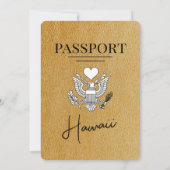 Gold Hawaii Passport Uitnodiging voor een bruiloft (Achterkant)