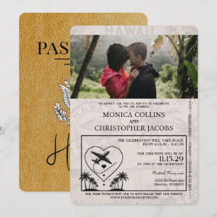 Gold Hawaii Passport Uitnodiging voor een bruiloft