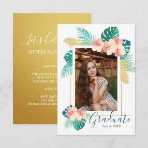 Gold Hawaiian Hibiscus Afstuderen Aankondiging