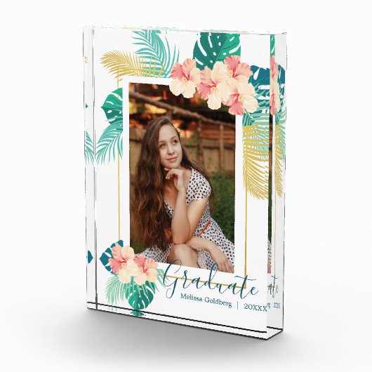 Gold Hawaiian Hibiscus Afstuderen Afstuderen Fotoblokken (Rechts)