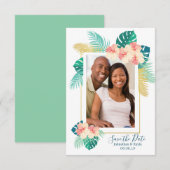 Gold Hawaiian Hibiscus Wedding Save the Date (Voorkant / Achterkant)