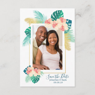 Gold Hawaiian Hibiscus Wedding Save the Date