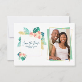 Gold Hawaiian Hibiscus Wedding Save the Date