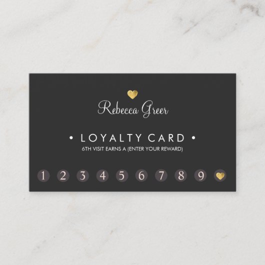 Gold Heart 10 Punch Salon Customer Loyalty Kaart (Voorkant)